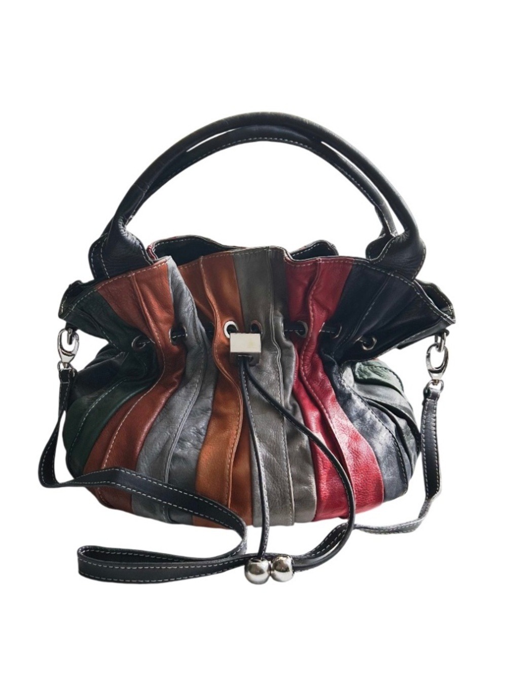 Borse in Pelle Patchwork Stripe Leather Crossbody Bag Made in Italy